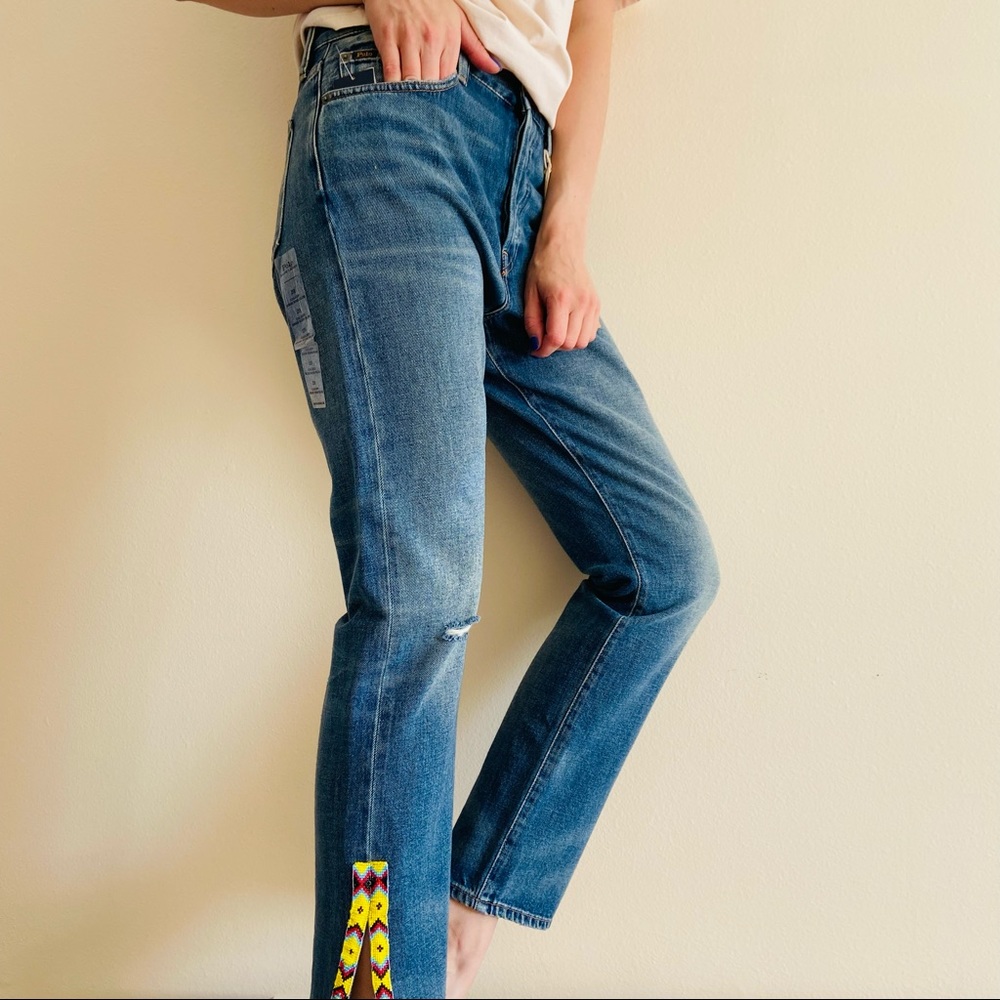 New Polo Ralph Lauren The Callen High Rise Slim Jeans southwestern beading boho